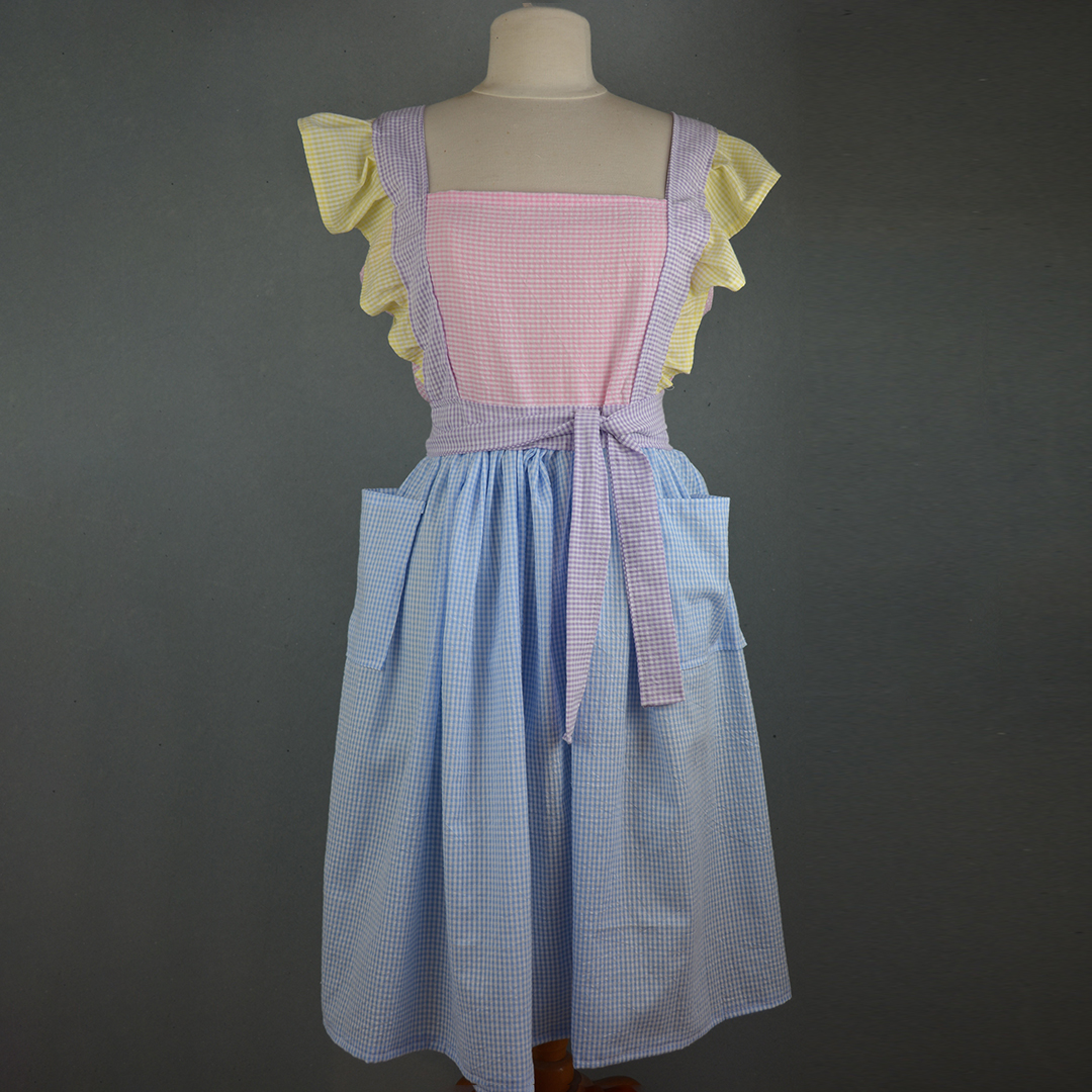 Seersucker Pinny with Blue Skirt